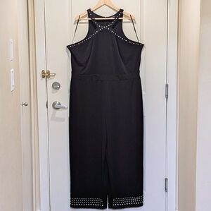 INC International Concepts 3X Black Sleeveless Studded Jumpsuit